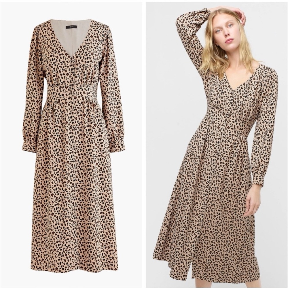 J. Crew Button-Front A-Line Leopard Dress